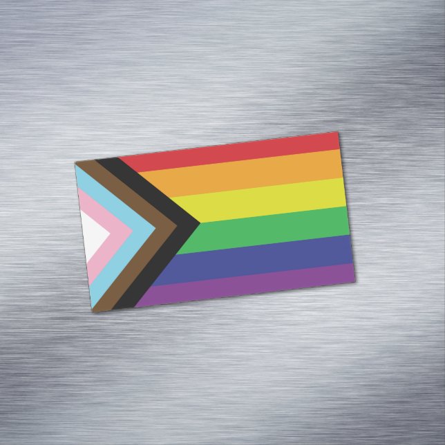 Progressive LGBTQIA Flag Business Card Magnet (In Situ)