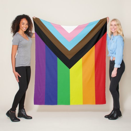 Progressive LGBTQIA Flag Fleece Blanket