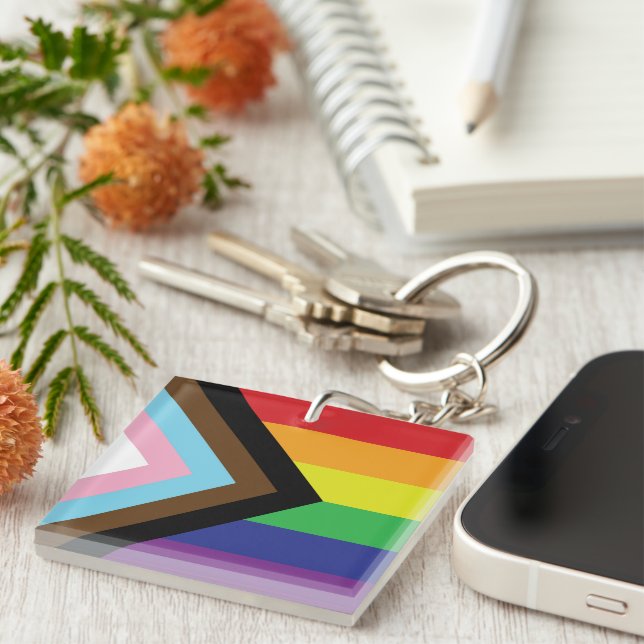 Progressive LGBTQIA Flag Keychain (Front Right)