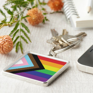 Progressive LGBTQIA Flag Keychain