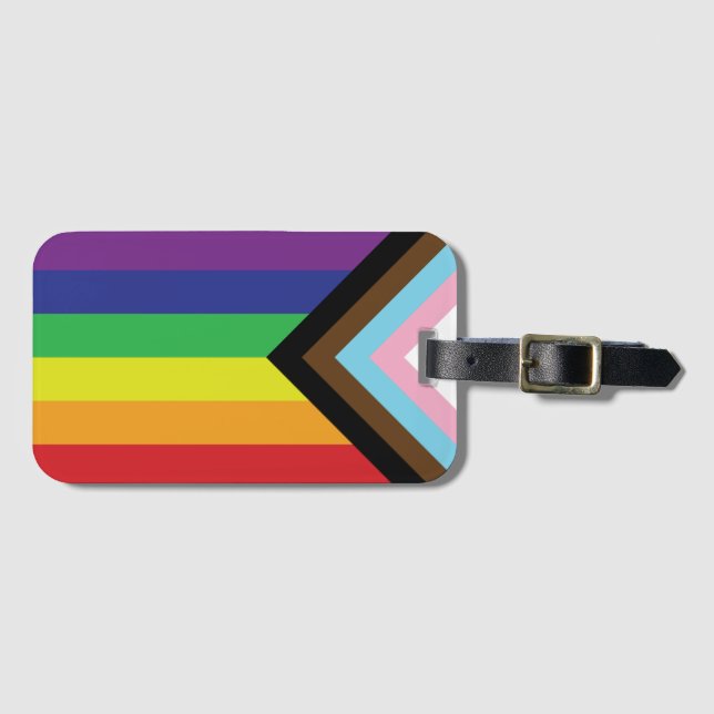 Progressive LGBTQIA Flag Luggage Tag (Front Horizontal)