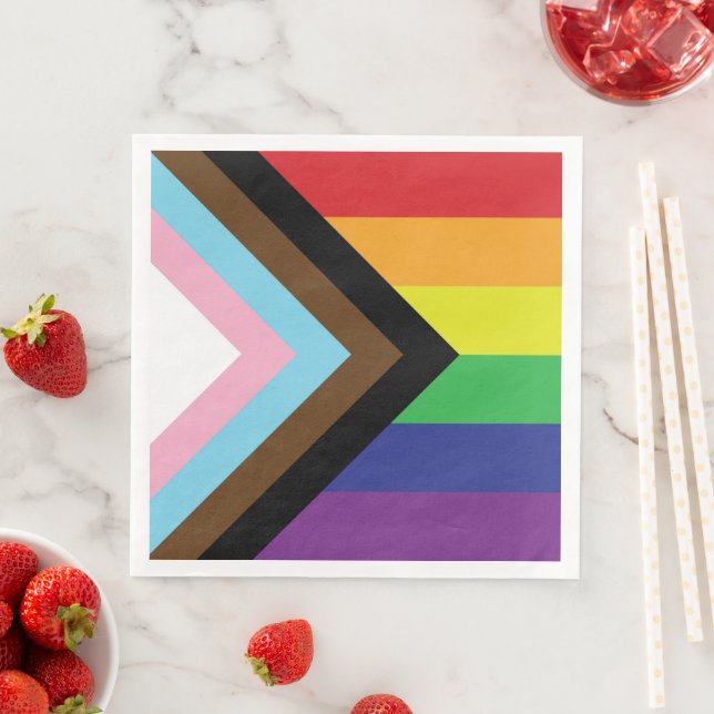 Progressive LGBTQIA Flag Paper Dinner Napkins (Insitu)