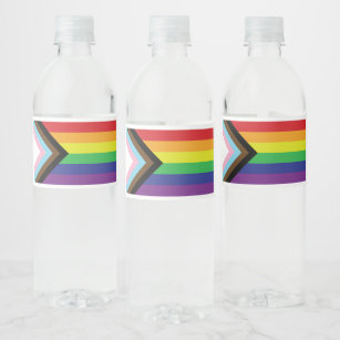 Progressive LGBTQIA Flag Water Bottle Label