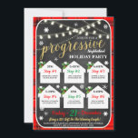 Progressive Neighborhood Holiday Party Invitation<br><div class="desc">Progressive Neighborhood Holiday Party Invitation

Festive and Fun Progressive Holiday Party invitation with a faux chalkboard look,  festive holiday graphics and trendy lights graphics!

DETAILS:
* Invite is formatted as 5" x 7" file</div>