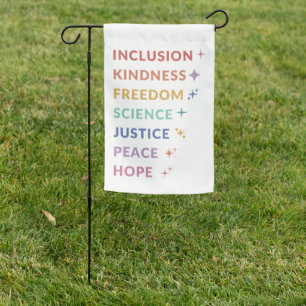 Progressive Values - Rainbow Pride, Social Justice Garden Flag