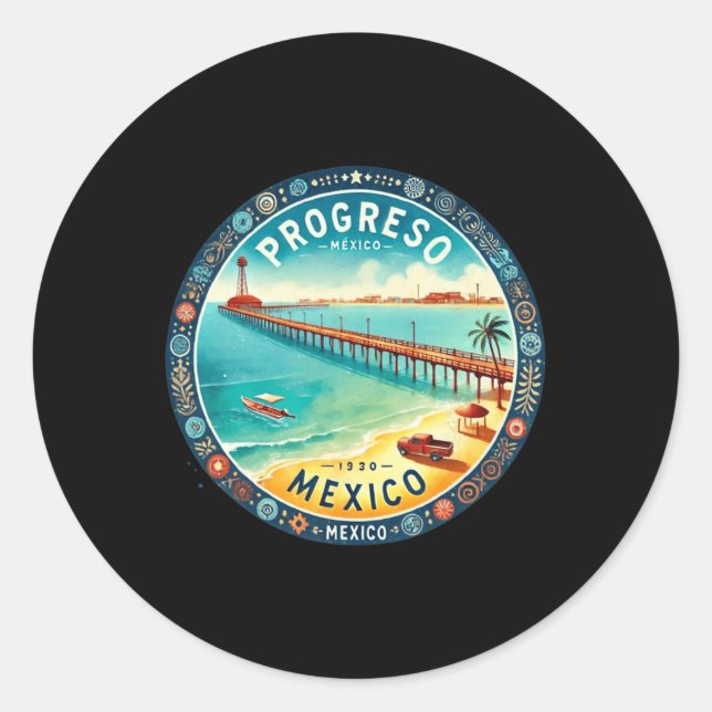 Progresso Mexico Cruise Destination  Classic Round Sticker (Front)