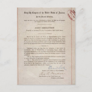 Prohibition 18th Amendment Postcard