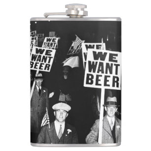 Prohibition Beer Protest 1950's Vintage Photograph Flask