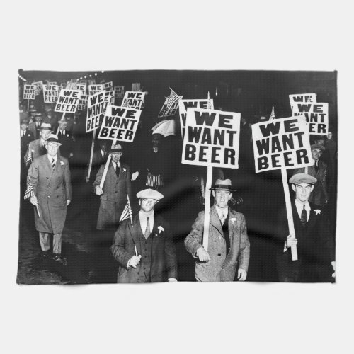 Prohibition Beer Protest 1950s Vintage Photograph Kitchen Towel