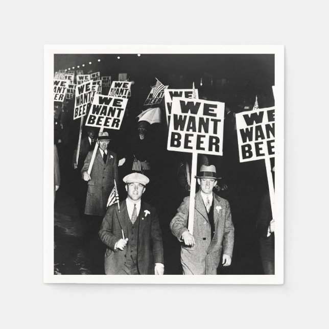 Prohibition Beer Protest 1950's Vintage Photograph Napkins (Front)