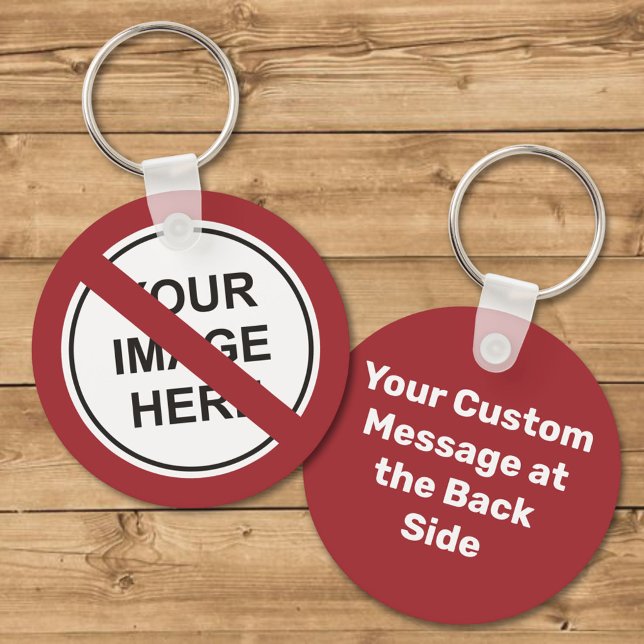 Prohibition Circle Sign with Custom Text and Image Keychain (Creator Uploaded)