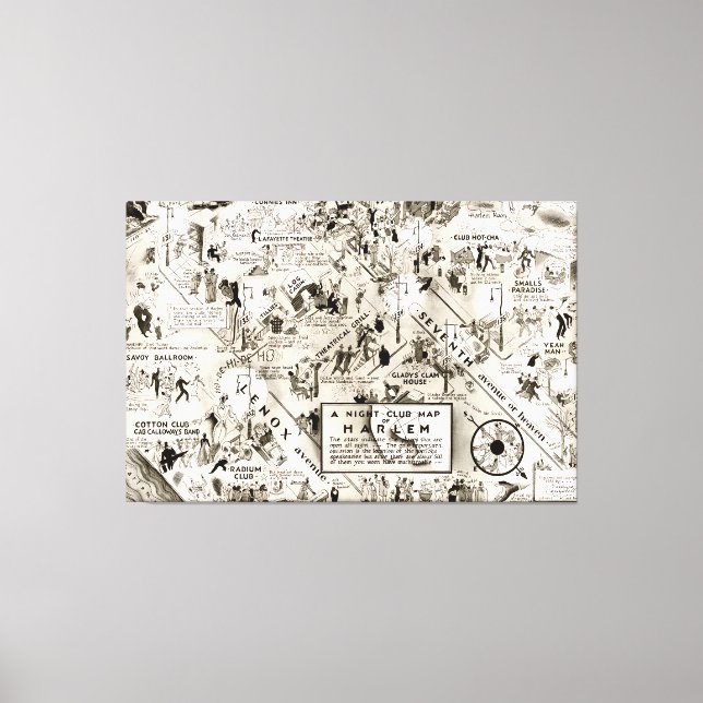 Prohibition Era Harlem, New York Speakeasy Map Canvas Print (Front)