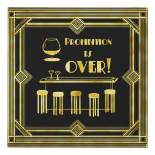 Prohibition is Over Roaring 20's Art Deco Gold Faux Canvas Print