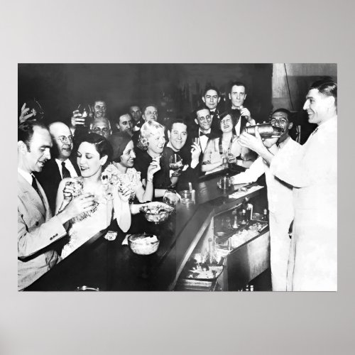 Prohibition Party Black and White Vintage  Poster