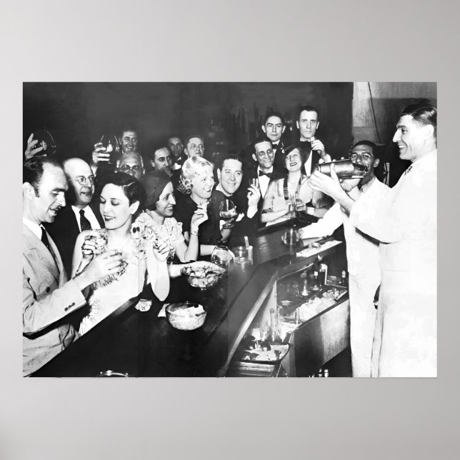 Prohibition Party, Black and White Vintage  Poster (Front)