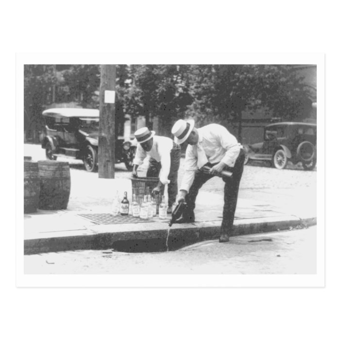 Prohibition Pouring Whiskey into a Sewer Vintage Postcards