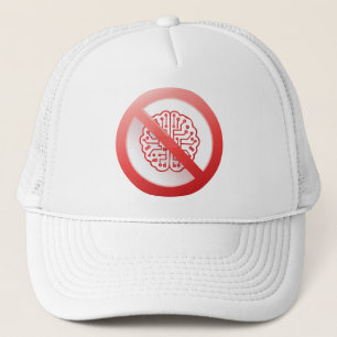 Prohibition sign of using artificial intelligence trucker hat