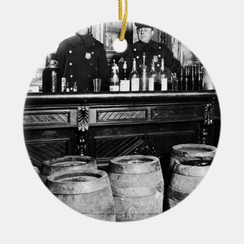 Prohibition _ Speakeasy Police Raid Bootlegger _ M Ceramic Ornament