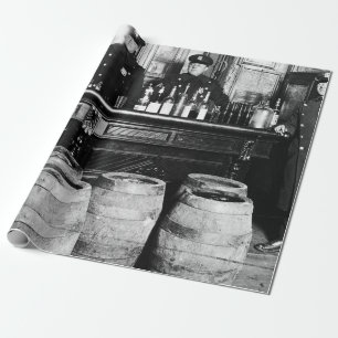 Prohibition - Speakeasy Police Raid Bootlegger - M Wrapping Paper