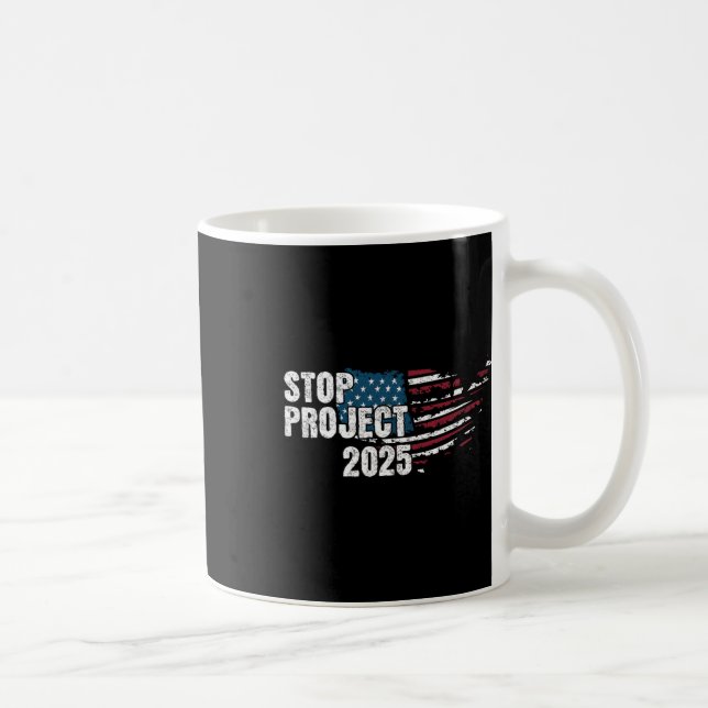 Project 2025 Anti Trump American Flag  Coffee Mug (Right)