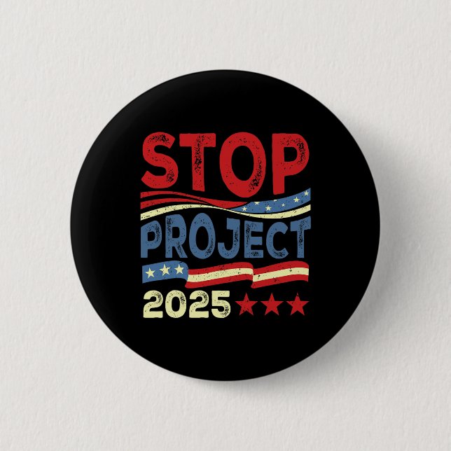 Project 2025 Anti Trump Usa Flag Political Women M Button (Front)