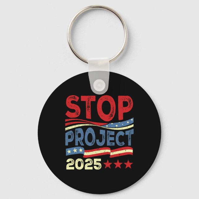 Project 2025 Anti Trump Usa Flag Political Women M Keychain (Front)