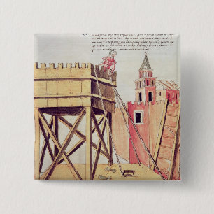 Project for a siege tower pinback button