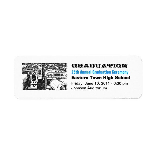 Project Graduation Announcement  Label School Bus (Front)