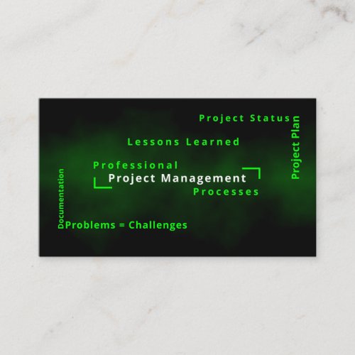 Project management business solutions expert terms business card