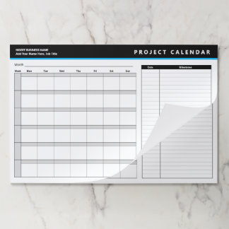 Project Management Calendar Template Paper Pad