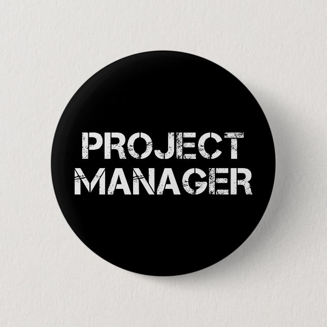Project Manager Industrial Font Gift Button (Front)