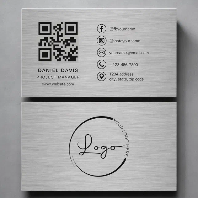 Project Manager Metal QR Code Business Card | Zazzle