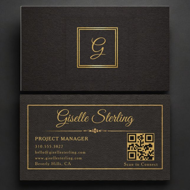 Project Manager Monogrammed QR Code Business Card (Creator Uploaded)