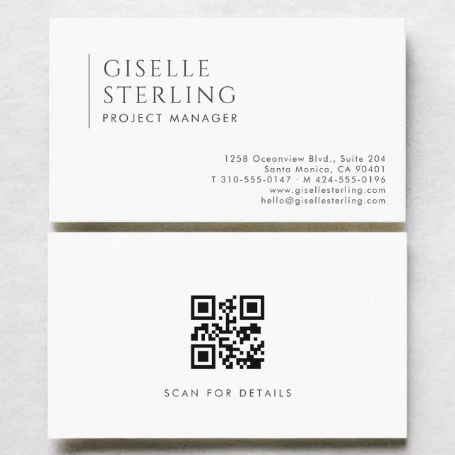 Project Manager Simple Modern Professional QR Code Business Card | Zazzle