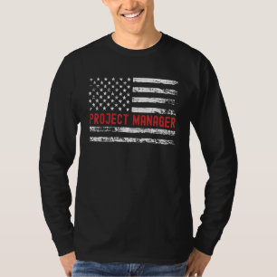 Project Manager USA Flag Profession Retro Job Titl T-Shirt
