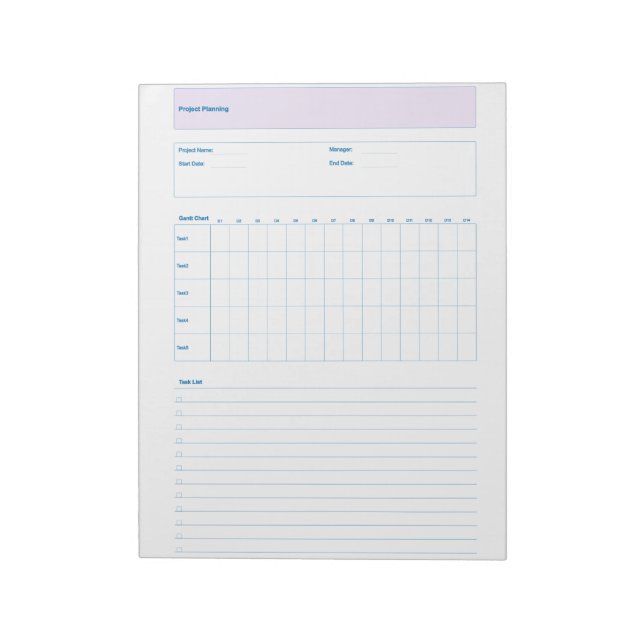 Project Planning Template, Printable Planner Sheet Notepad (Rotated)