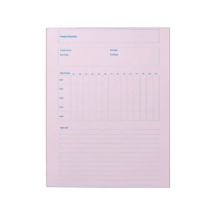 Project Planning Template, Printable Planner Sheet Notepad