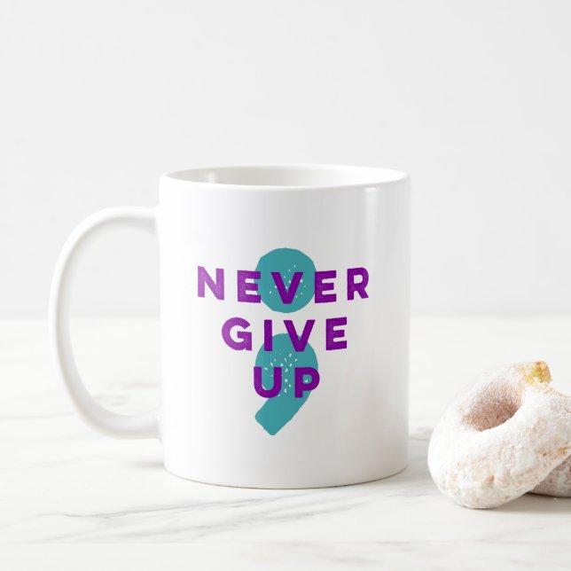 Project Semicolon Never Give Up Suicide Prevention Coffee Mug (With Donut)