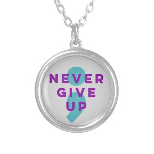 Project Semicolon Never Give Up Suicide Prevention Silver Plated Necklace
