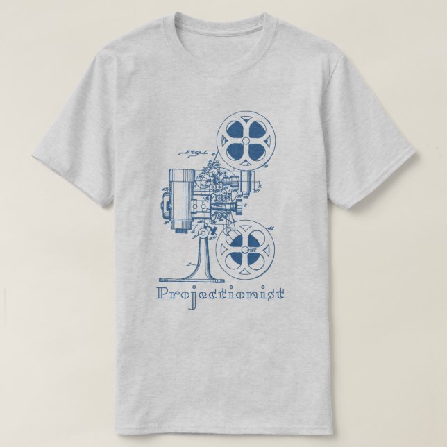 Projectionist T-Shirt (blue design) (Design Front)