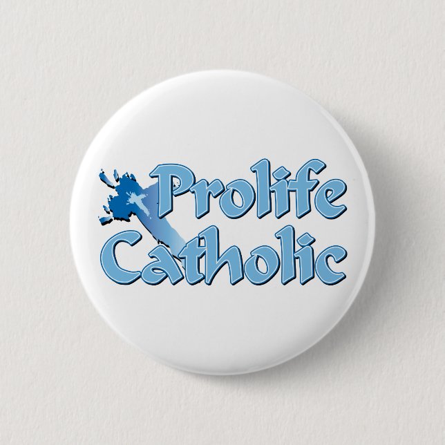 Prolife Catholic Cross Pinback Button (Front)
