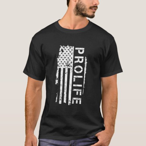 Prolife Vintage American Flag T_Shirt