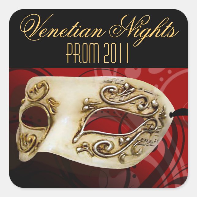 Prom 2011 Venetian Nights Masquerade Party Square Sticker (Front)