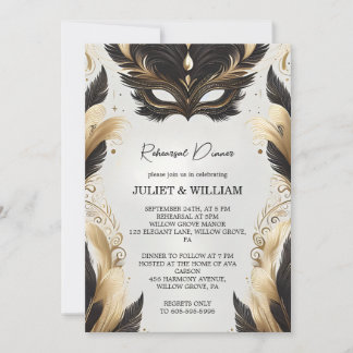 Prom Costume Masquerade Ball Rehearsal Dinner Invitation