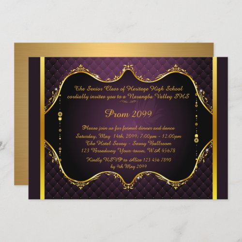 Prom invitationProm Prom Seniorelegant purple Invitation