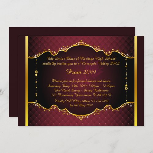 Prom invitationProm Prom Seniorelegant red Invitation