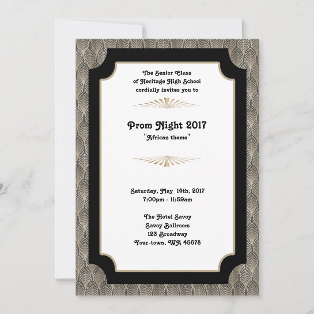 Prom Night, African theme Invitation (Front)