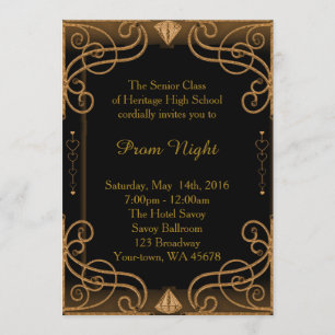 Prom Night Black & Gold Invitation