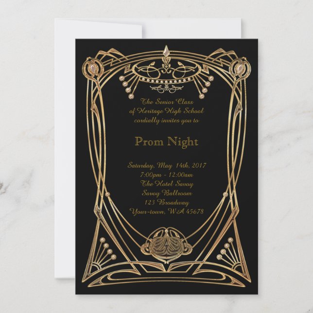 Prom Night elegant art-deco style Invitation (Front)