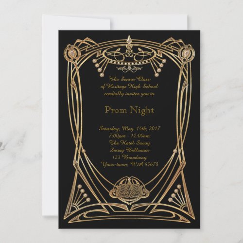 Prom Night elegant art_deco style Invitation